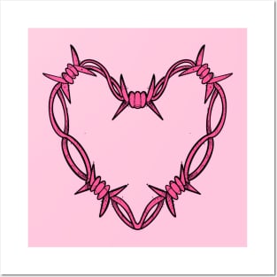 Pink barbed wire heart Posters and Art